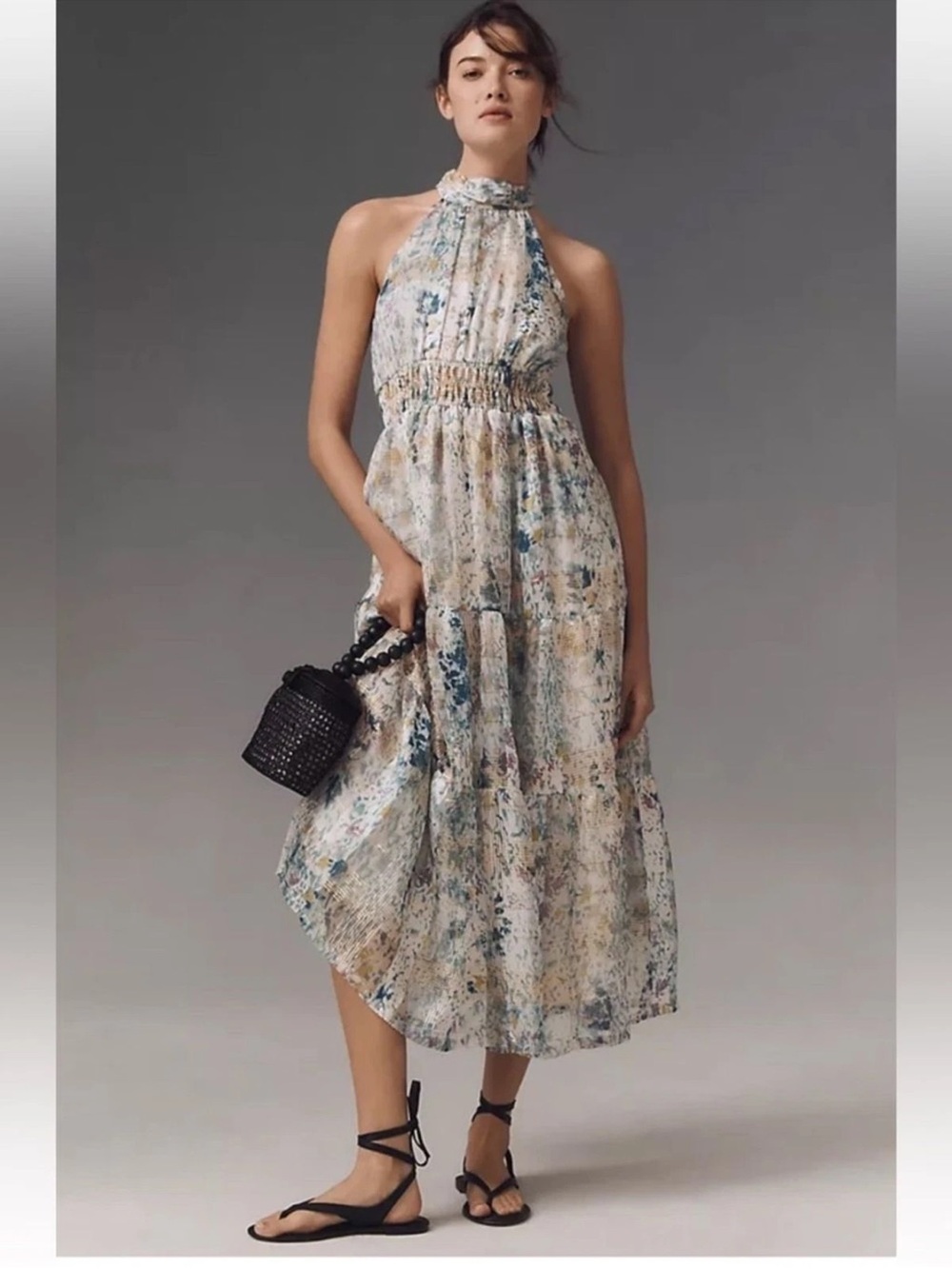 Anthropologie The Somerset Maxi Dress
Halter Edition Blue Floral Sz Large